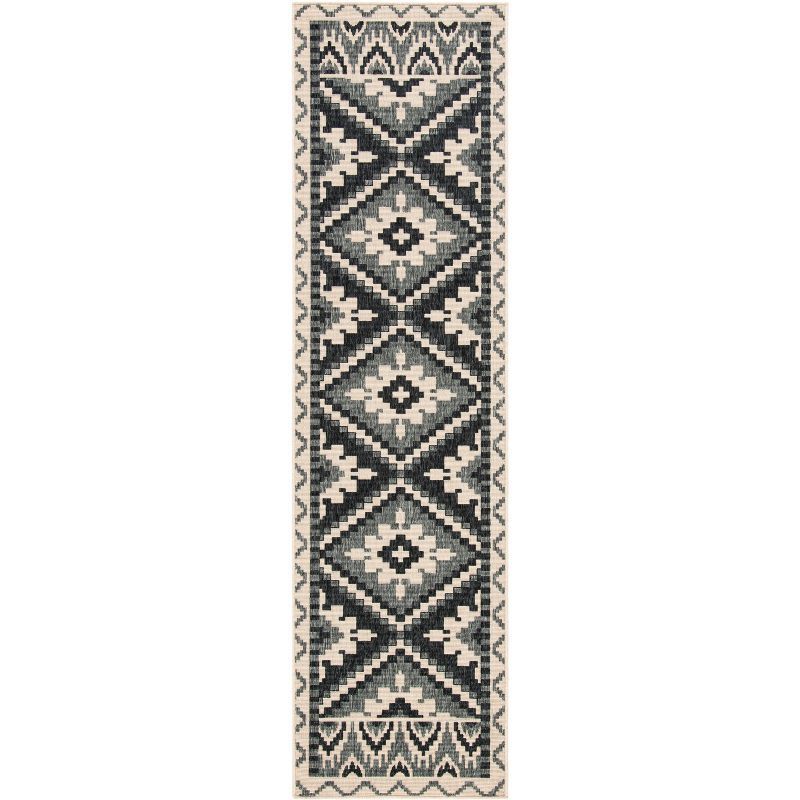 Gray and Beige Synthetic Non-slip Indoor/Outdoor Runner Rug