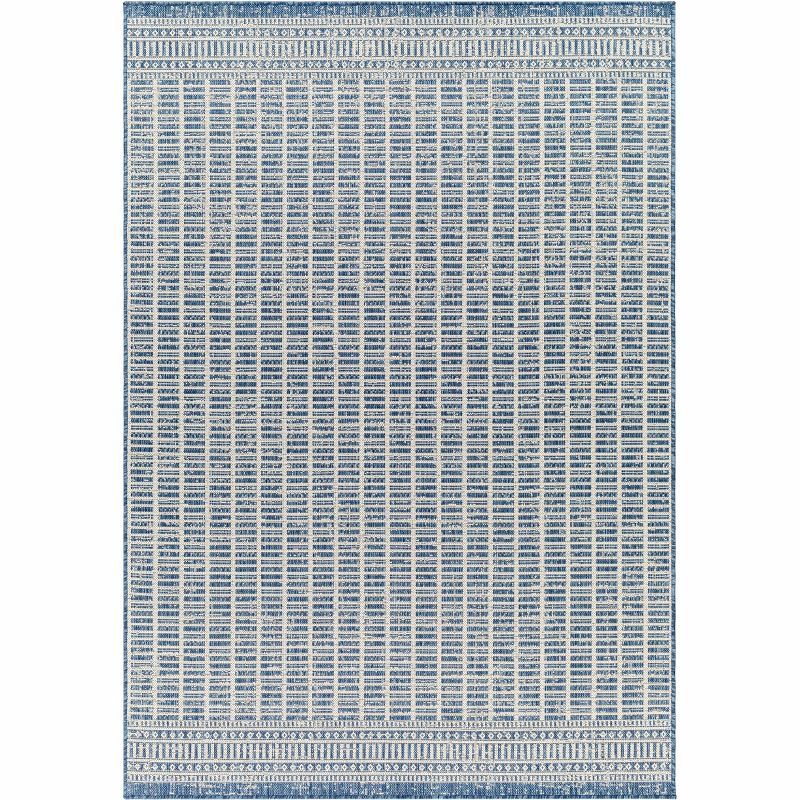 Amena Blue and Gray Rectangular Polypropylene Area Rug