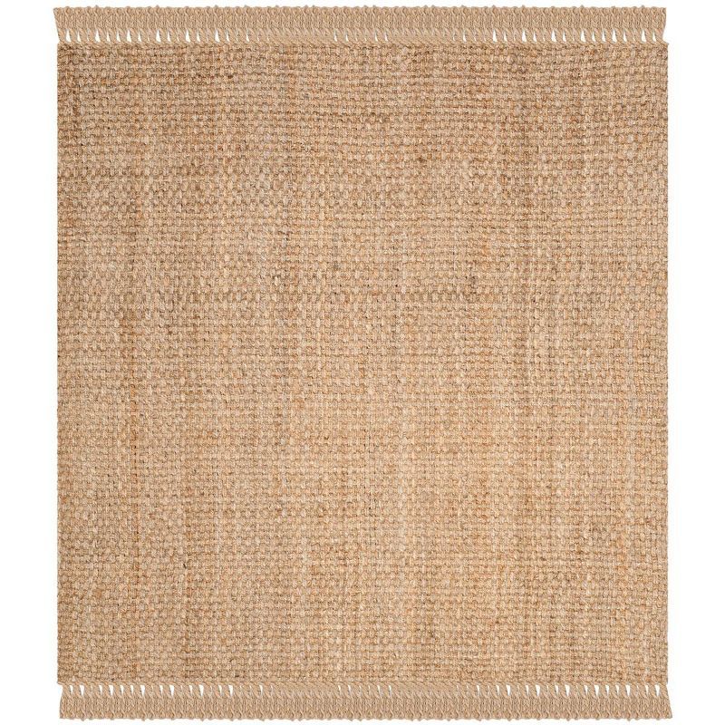 Natural Jute Hand-Knotted Square Area Rug, 4' x 4'