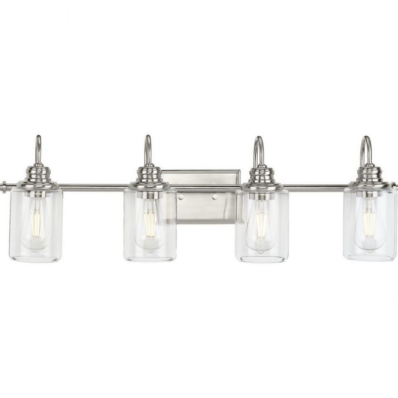 Aiken 4-Light Brushed Nickel Bath Vanity with Clear Glass Shades