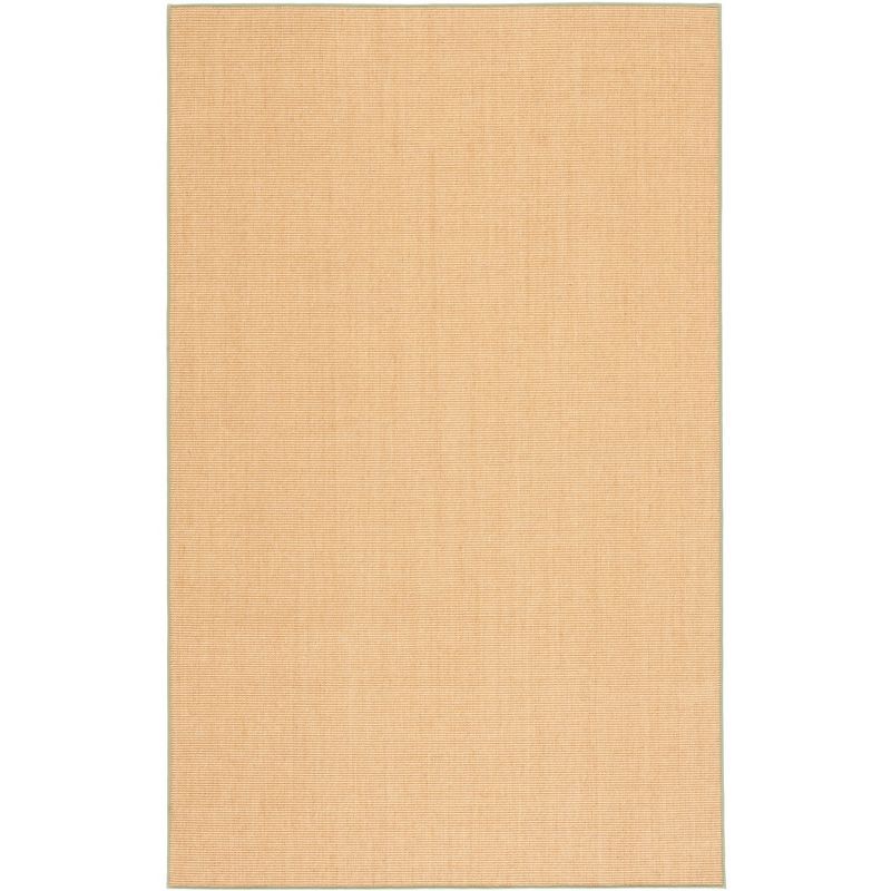 Natural and Green Handmade Wool Cotton Silk Area Rug 5' x 7'