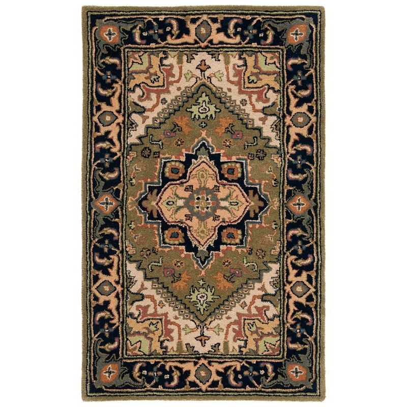 Hand-Tufted Heritage Green & Light Brown Wool Area Rug - 4' x 6'