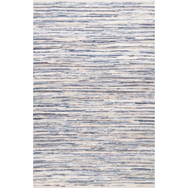 Handmade Blue Cotton Striped 5' x 8' Area Rug