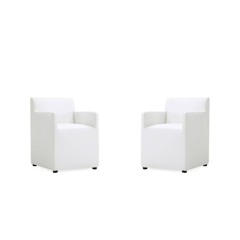 Anna Modern Cream Faux Leather Upholstered Dining Armchairs Set of 2
