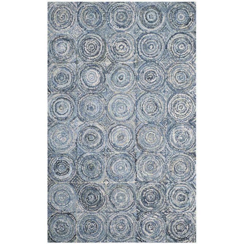 Blue Hand-Tufted Wool and Cotton 4' x 6' Area Rug