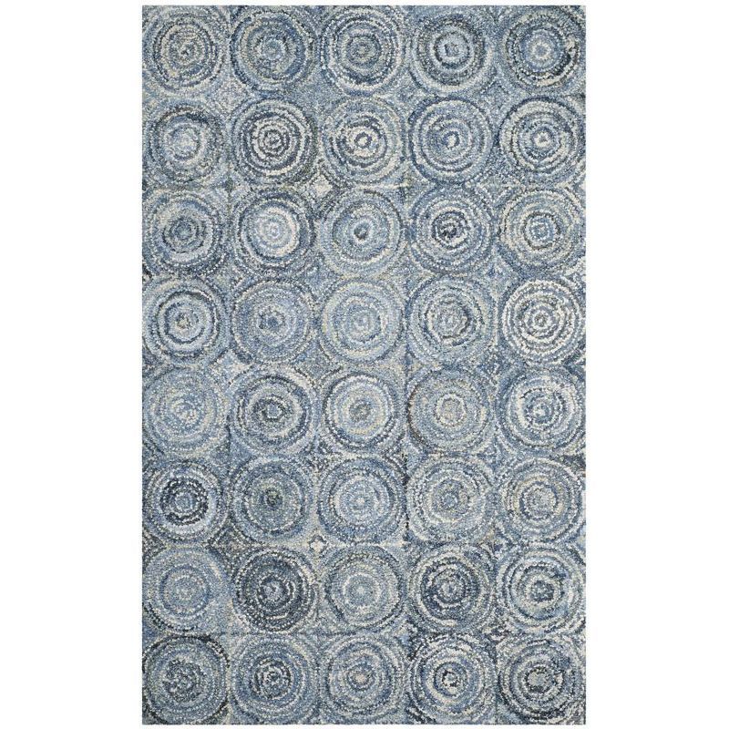 Blue Hand-Tufted Wool and Cotton 6' x 9' Area Rug