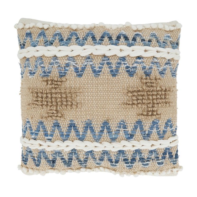 Natural Multi Texture Chindi Square Throw Pillow