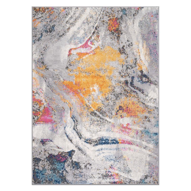 Distressed Multicolor Abstract Watercolor 5' x 7' Synthetic Area Rug