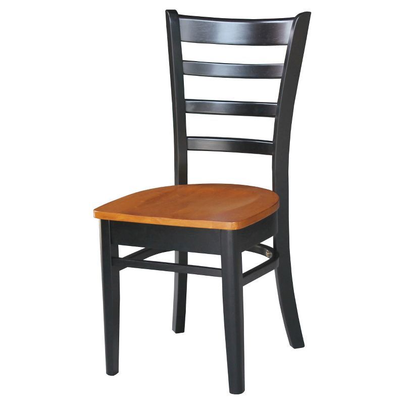 Black and Cherry Ladderback Wood Side Chair Set