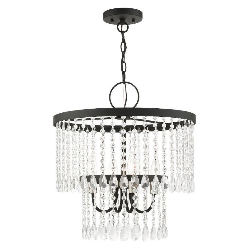 Black Mini Crystal 4-Light Plug-in Chandelier