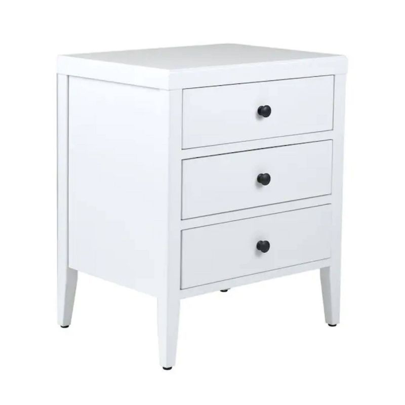 Webb White Acacia Wood 3-Drawer Nightstand