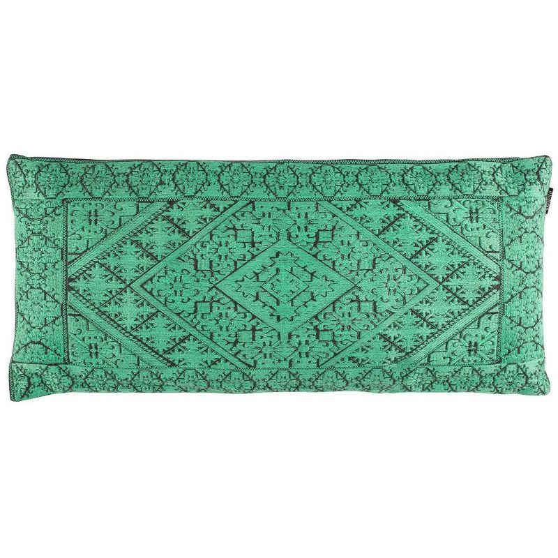 Sea Green Embroidered Cotton Velvet 14" x 30" Pillow