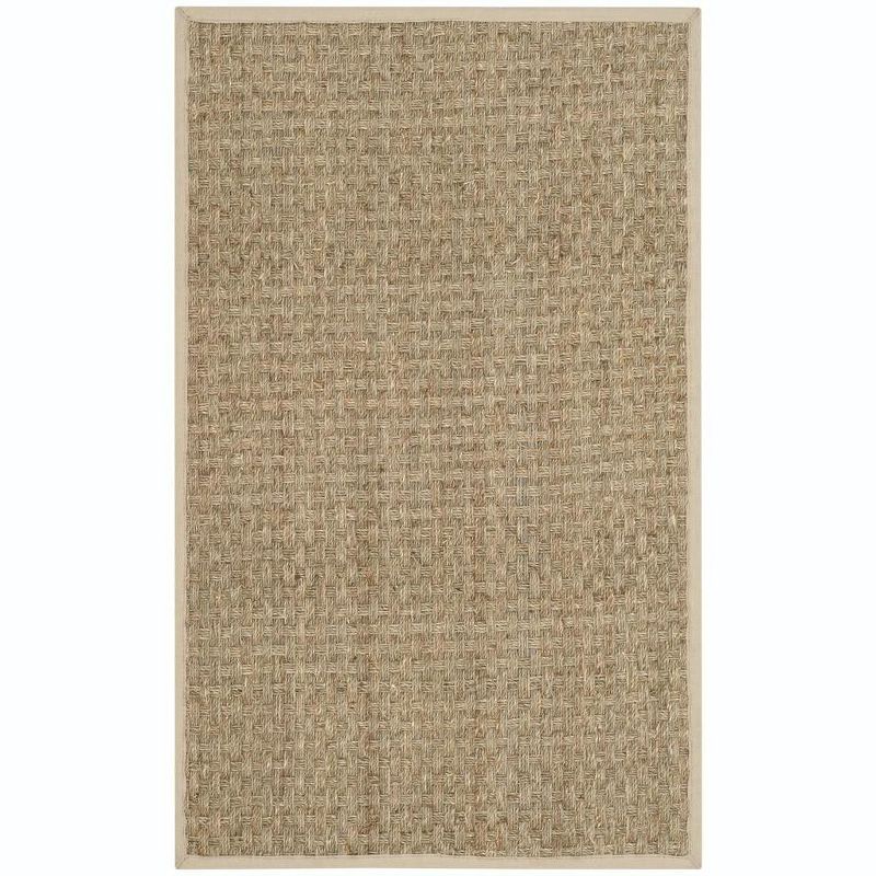 Natural Ivory Rectangular Cotton Border Area Rug