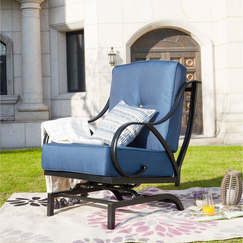 Blue Iron Outdoor Rocking Motion Chair with Cushions