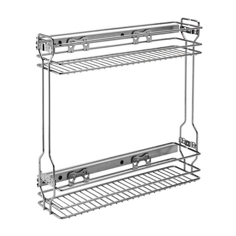 Rev-A-Shelf 18 Inch Silver Steel Wire 2-Tier Pull-Out Basket Organizer