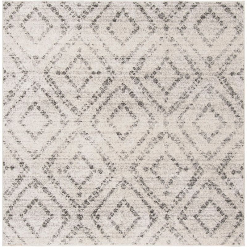 Chic Lodge-Style 8' x 8' Square Easy-Care Gray Synthetic Area Rug