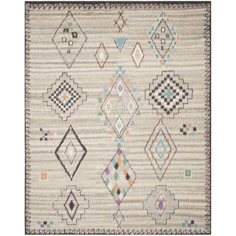 Ivory Geometric Hand-Knotted Wool Area Rug 8' x 10'