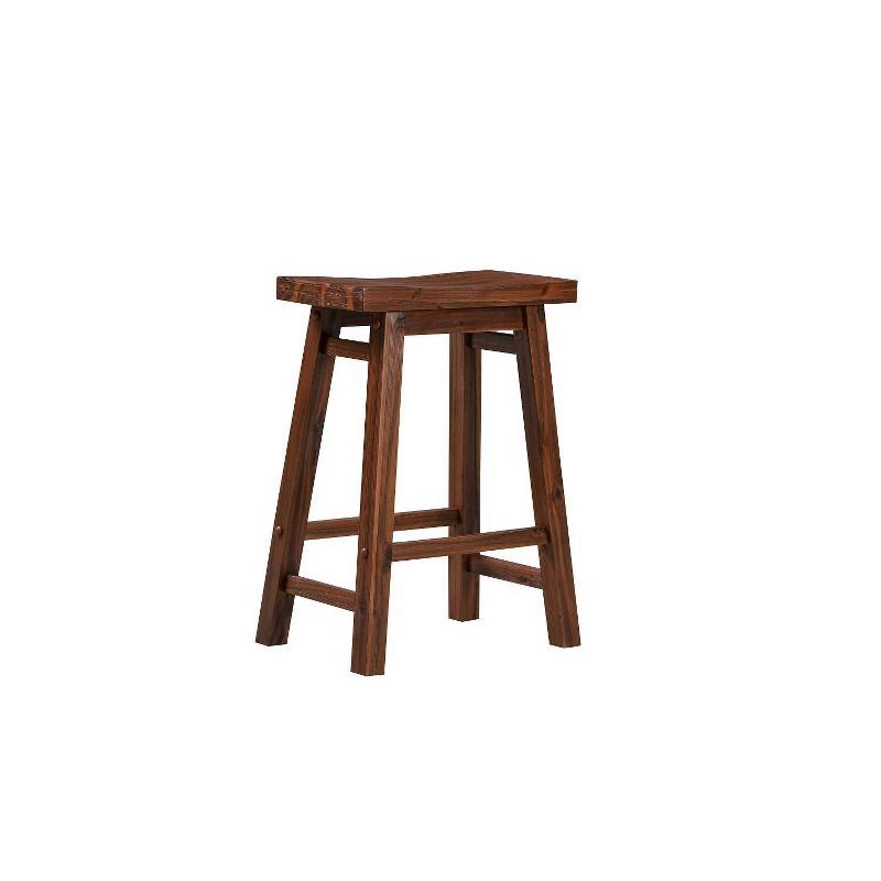 Eco-Friendly Rubberwood 24" Saddle Stool in Chestnut Wire-Brush