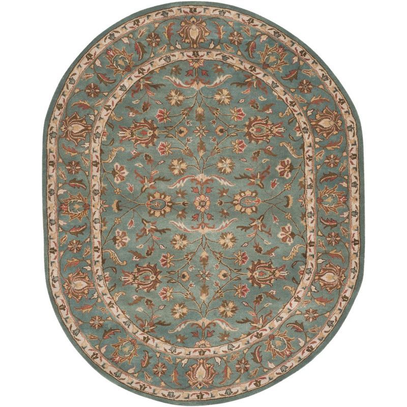 Elegant Heritage Hand-Tufted Wool Oval Rug in Blue, 7'6" x 9'6"