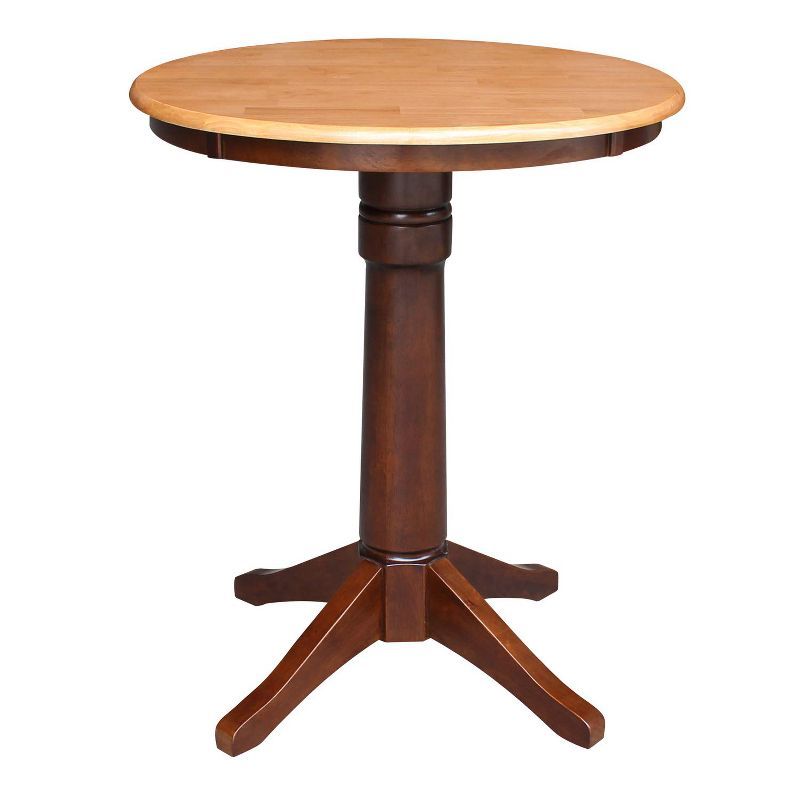 Espresso Pedestal Round Dining Table in Cinnamon - 30" Wood