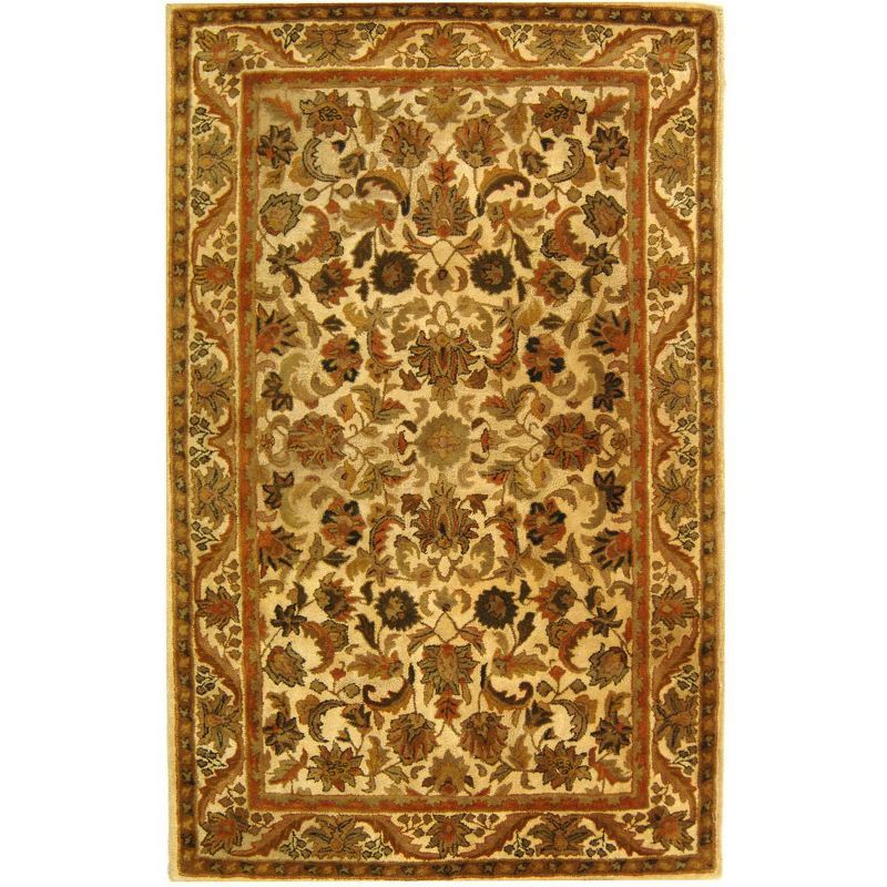 Gold and Beige Hand-Tufted Wool Area Rug, 6' x 9'