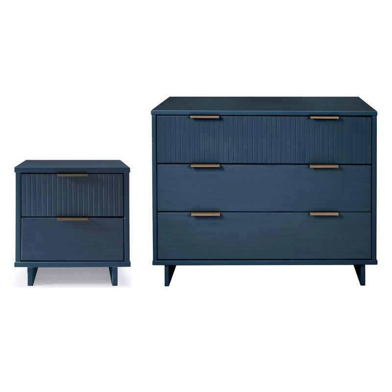 Granville Midnight Blue Pinewood 2-Piece Dresser and Nightstand Set