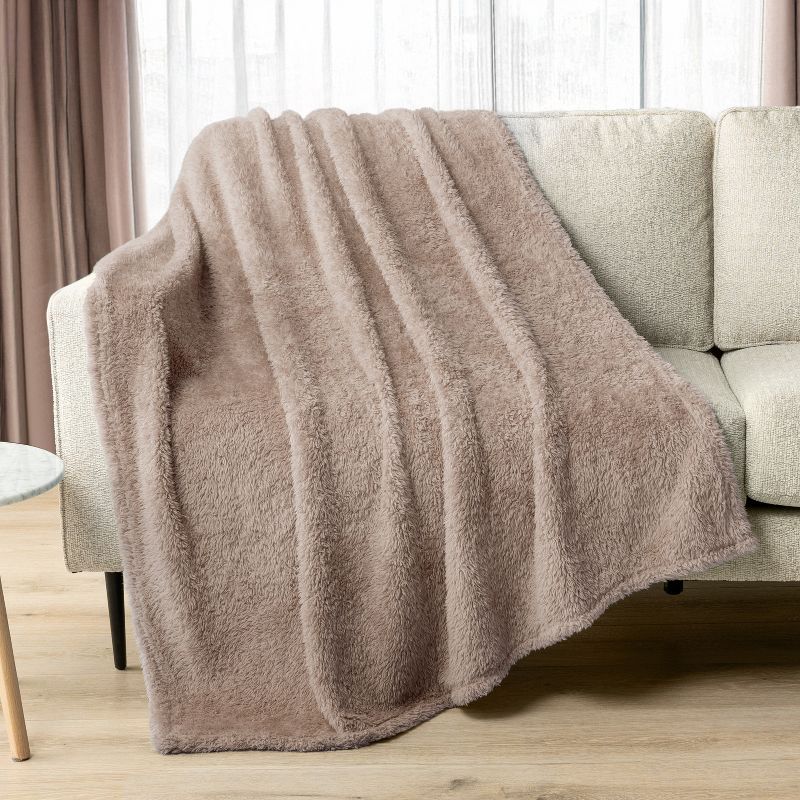 Taupe Twin Sherpa Fleece Faux Fur Blanket