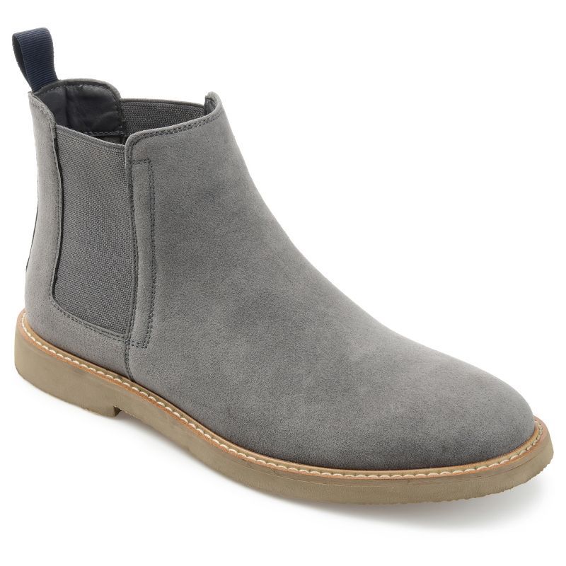 Men's Gray Faux Leather Chelsea Boot with Rubber Sole