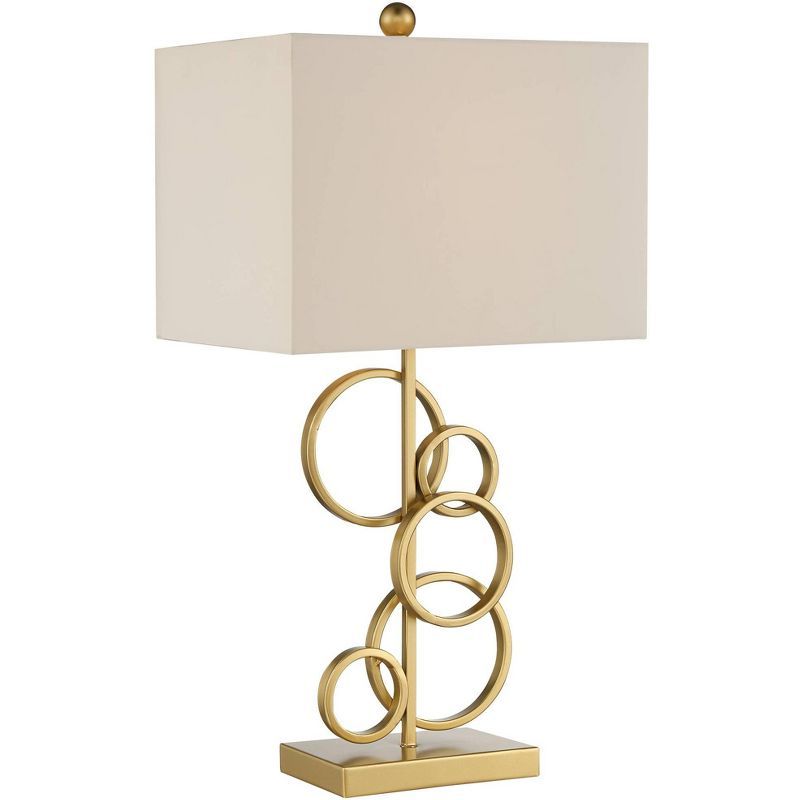 Saul 26" Brass Gold Metal with Oatmeal Shade Modern Table Lamp