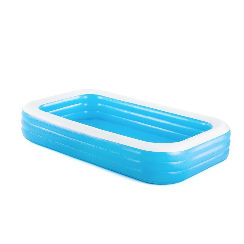 Blue and White Rectangular Inflatable Family Pool