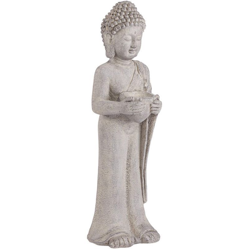 Gray Faux Stone Standing Buddha Zen Garden Statue