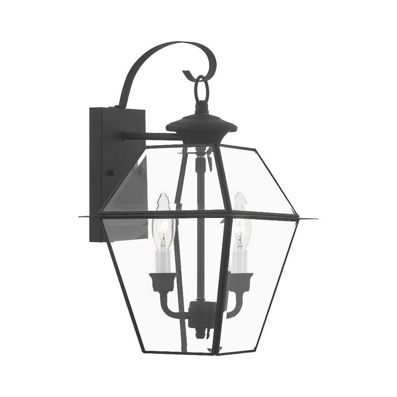 Charleston Elegance Black Brass Outdoor Lantern with Clear Beveled Glass