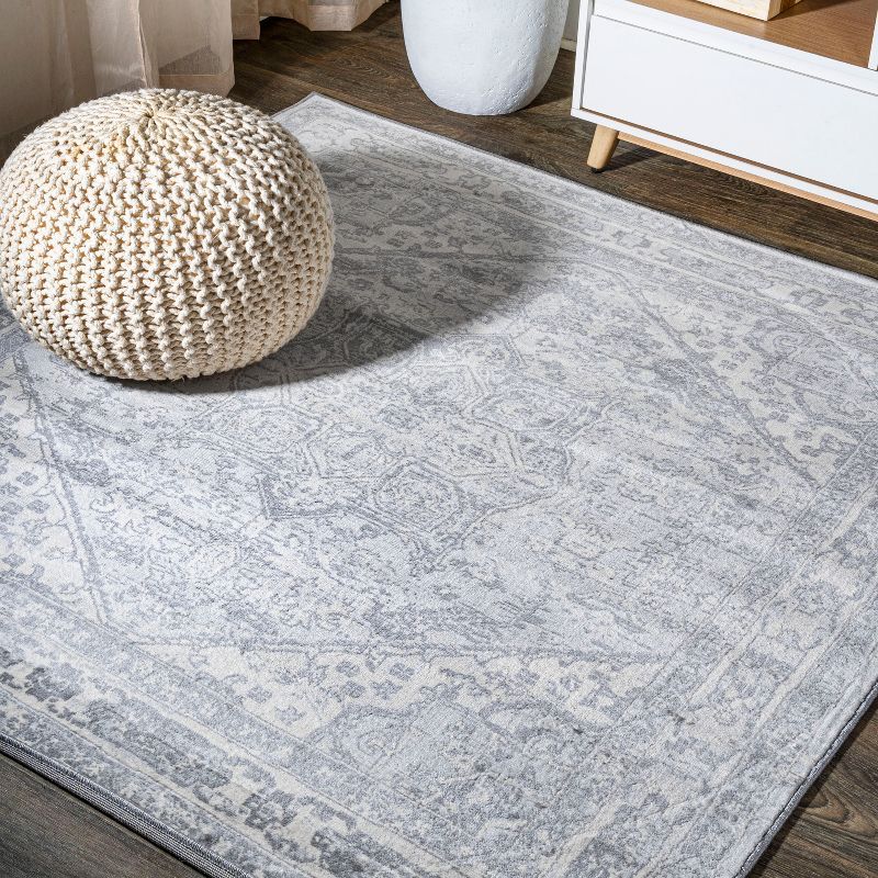 Light Gray/Ivory Reversible Synthetic Runner Rug 8' x 80'