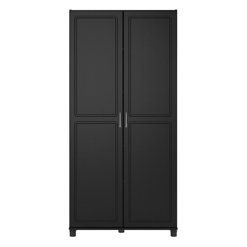 Black Laminated Freestanding Utility Storage Cabinet with Adjustable Shelving