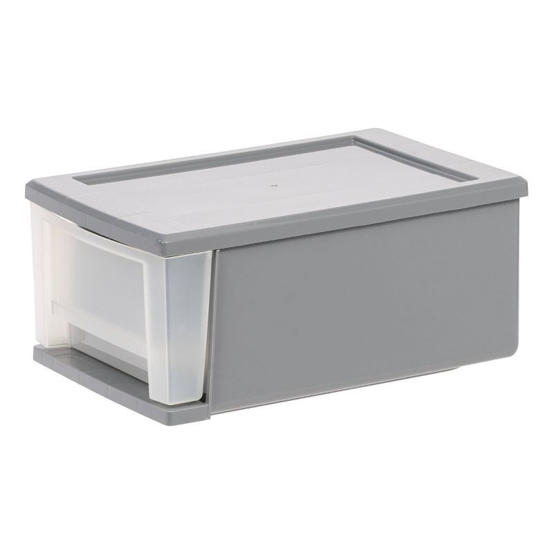 Gray 7 Quart Stackable Plastic Storage Drawer