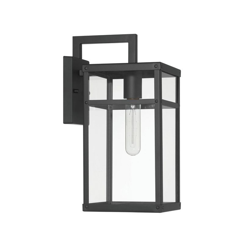 Blake Black Metal and Clear Glass Outdoor Sconce