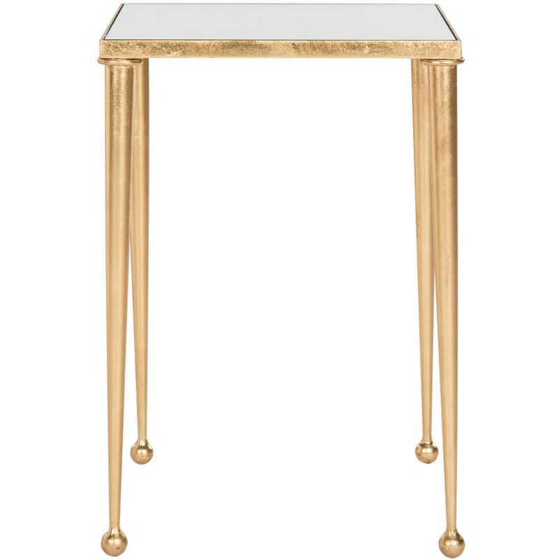 Nyacko 14" Square Gold Leaf Mirrored Transitional End Table