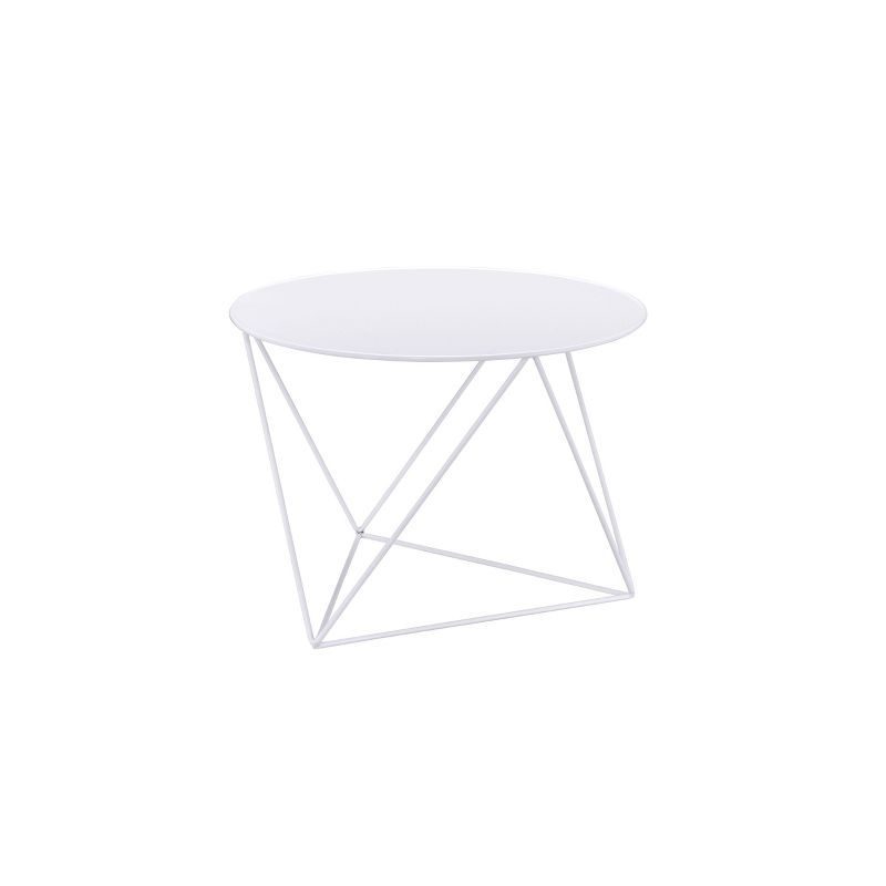 Epidia 27" Round Metal Accent Table in White Finish