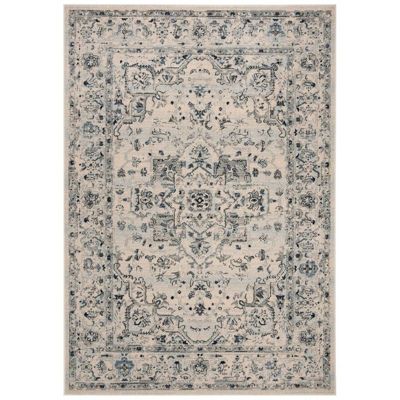 Charleston Heirloom Ivory and Light Blue Synthetic Area Rug, 3' x 5'