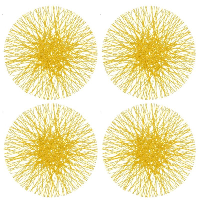 Yellow Straw Design Round Paper Placemats, Set of 4