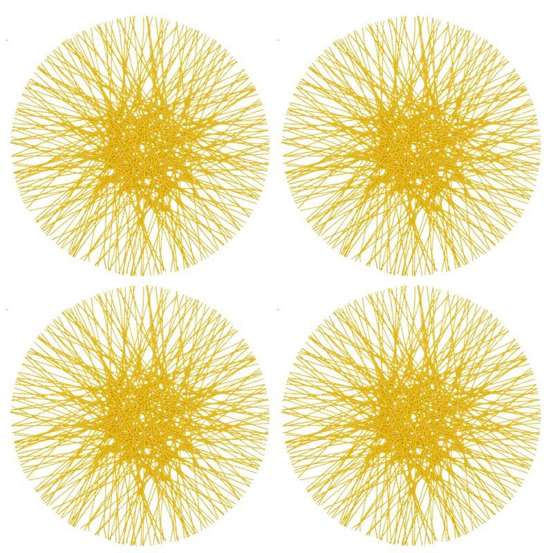 Yellow Straw Design Round Paper Placemats, Set of 4