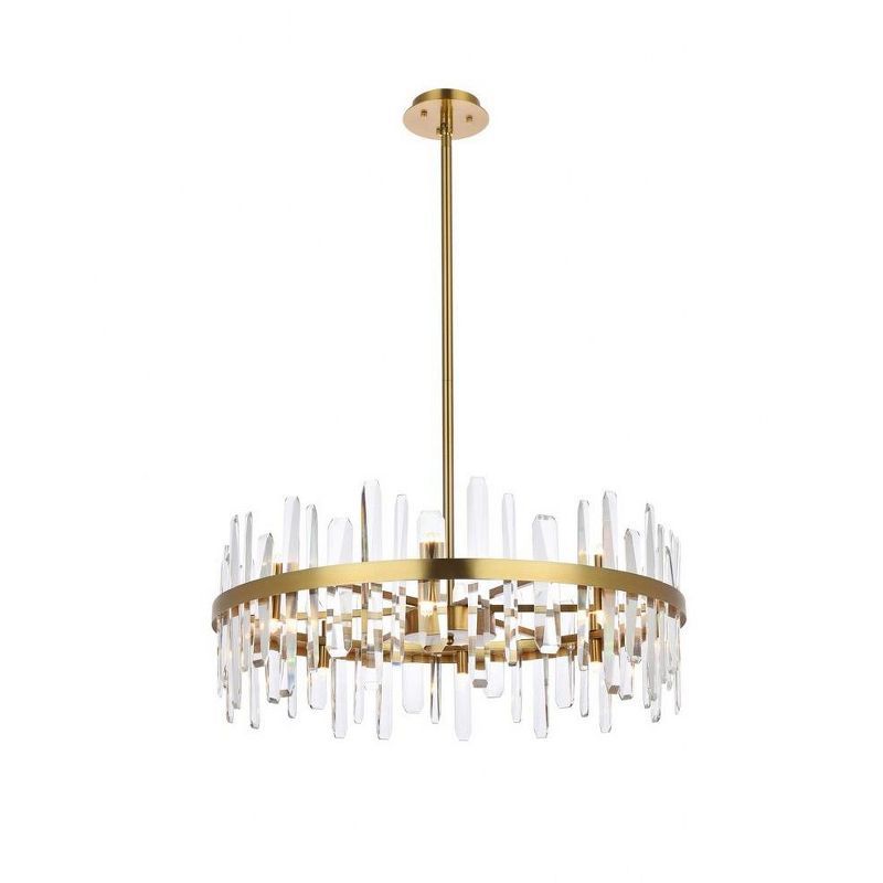 Serena 32-Inch Satin Gold Crystal Round Chandelier