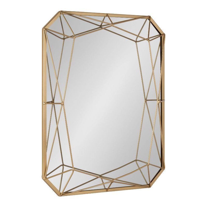 Keyleigh 31"x25.5" Gold Metal Geometric Rectangular Wall Mirror