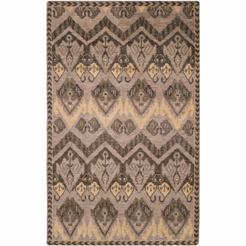 Kenya Hand-Knotted Black and Beige Wool Area Rug