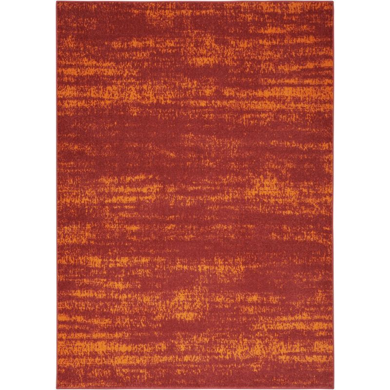 Reversible Abstract Red Synthetic 5' x 7' Easy Care Rug