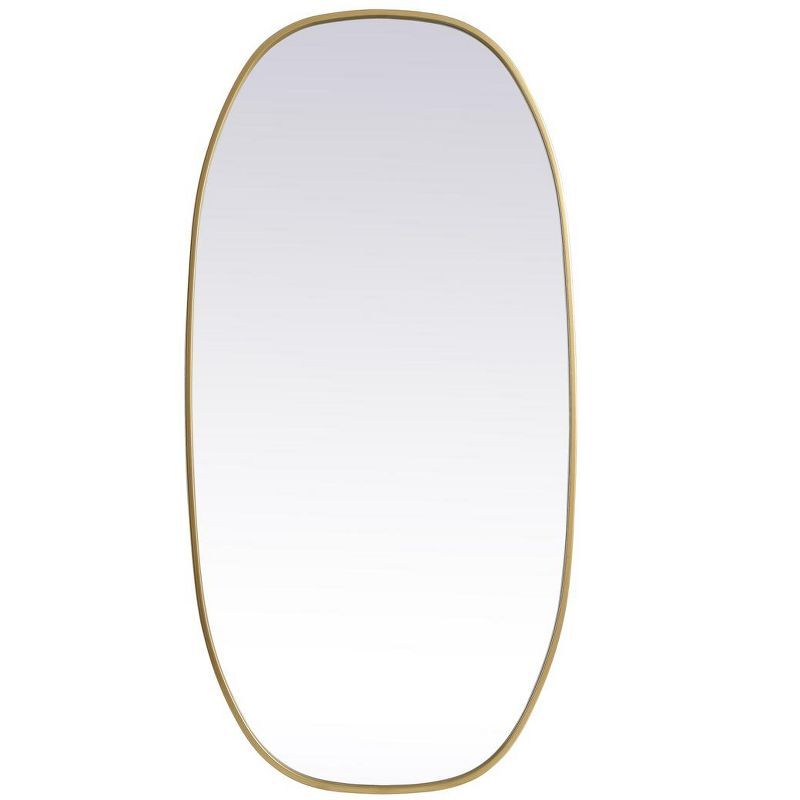Brass Finish Rectangular Metal Frame Bathroom Mirror