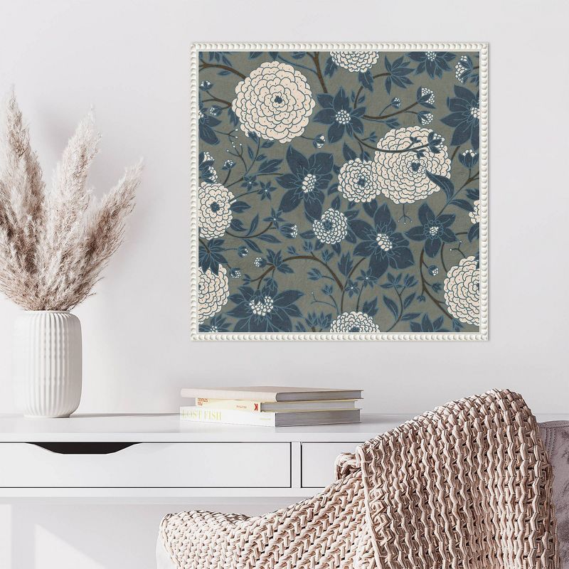 22" x 22" White Framed Abstract Floral Canvas Print