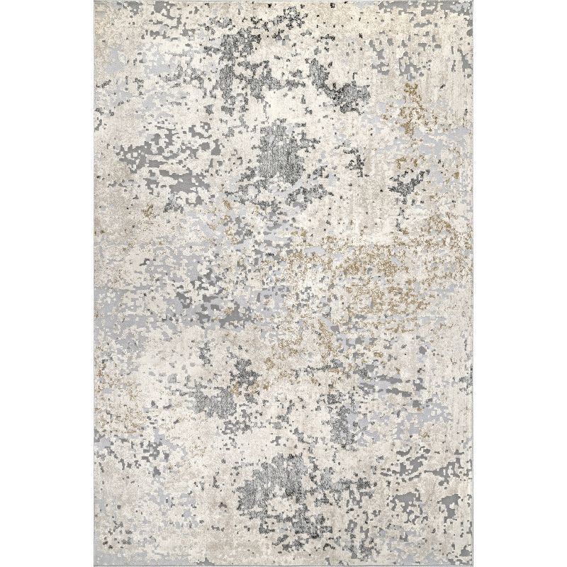 Chastin Gray Abstract 6' Square Synthetic Area Rug