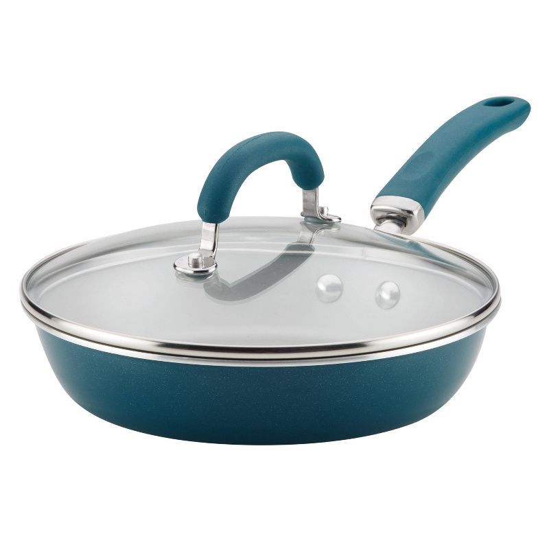 Teal Shimmer 9.5" Aluminum Nonstick Deep Frying Pan with Lid
