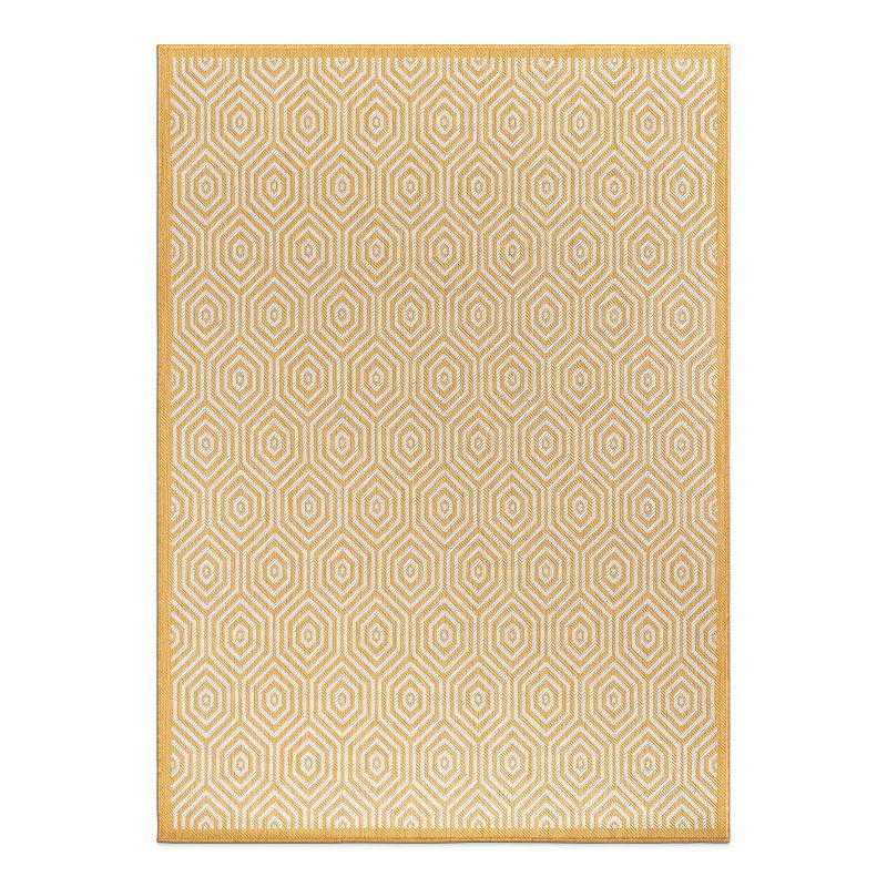 Yellow Geometric Flat Woven Synthetic 5' x 7' Area Rug